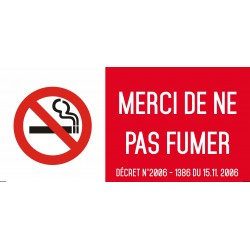 Autocollant vinyl - Merci de ne pas fumer - L.200 x H.100 mm